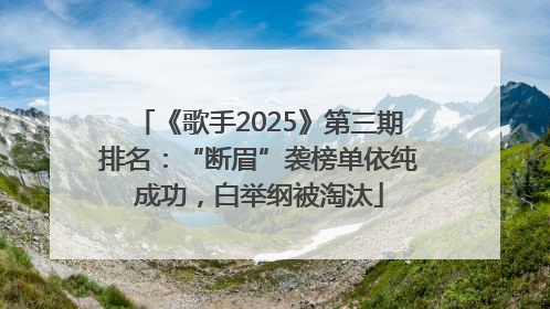 《歌手2025》第三期排名：“断眉”袭榜单依纯成功，白举纲被淘汰