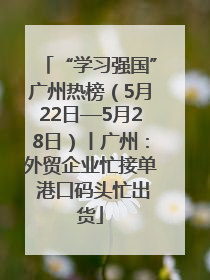 “学习强国”广州热榜（5月22日—5月28日）丨广州：外贸企业忙接单 港口码头忙出货