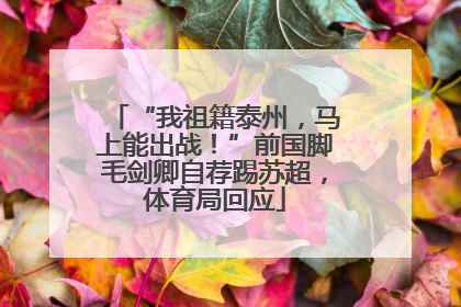 “我祖籍泰州，马上能出战！”前国脚毛剑卿自荐踢苏超，体育局回应