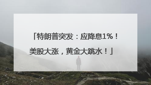 特朗普突发：应降息1%！美股大涨，黄金大跳水！