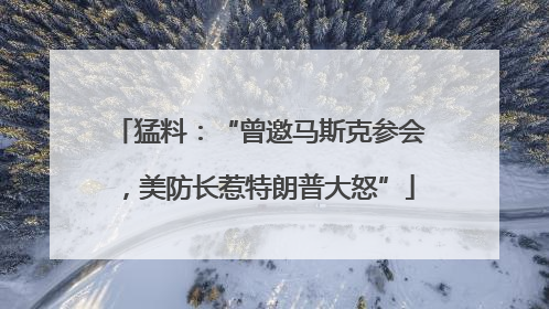 猛料：“曾邀马斯克参会，美防长惹特朗普大怒”