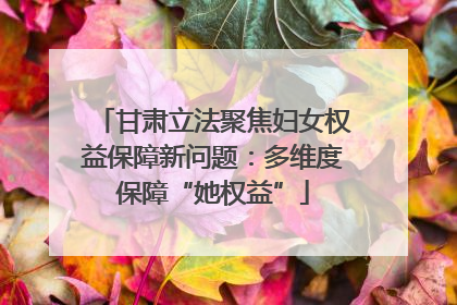 甘肃立法聚焦妇女权益保障新问题：多维度保障“她权益”