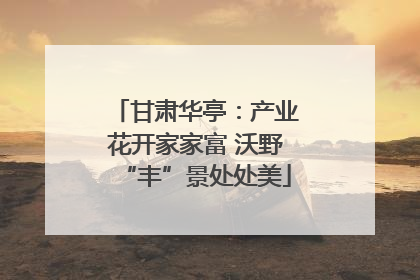 甘肃华亭：产业花开家家富 沃野“丰”景处处美