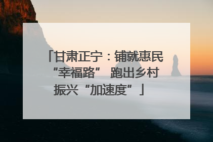 甘肃正宁：铺就惠民“幸福路” 跑出乡村振兴“加速度”