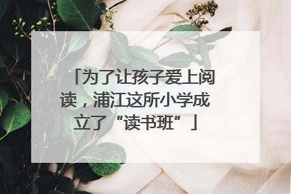 为了让孩子爱上阅读，浦江这所小学成立了“读书班”