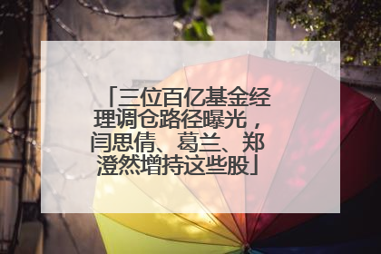三位百亿基金经理调仓路径曝光，闫思倩、葛兰、郑澄然增持这些股