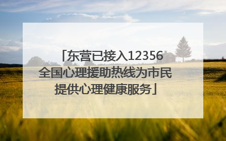东营已接入12356全国心理援助热线为市民提供心理健康服务