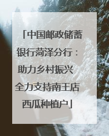 中国邮政储蓄银行菏泽分行：助力乡村振兴 全力支持南王店西瓜种植户
