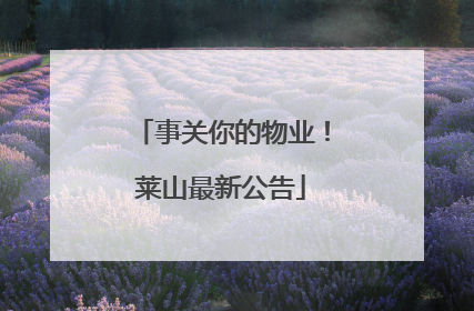 事关你的物业！莱山最新公告