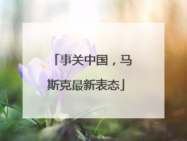 事关中国，马斯克最新表态