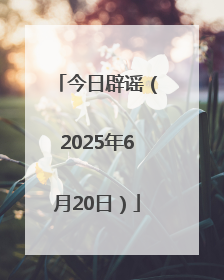 今日辟谣（2025年6月20日）
