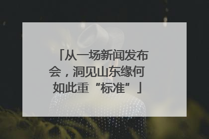 从一场新闻发布会，洞见山东缘何如此重“标准”