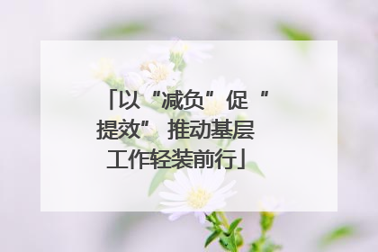 以“减负”促“提效” 推动基层工作轻装前行