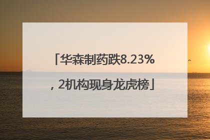 华森制药跌8.23%，2机构现身龙虎榜