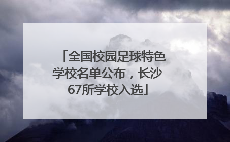全国校园足球特色学校名单公布，长沙67所学校入选