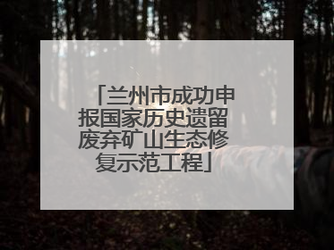 兰州市成功申报国家历史遗留废弃矿山生态修复示范工程