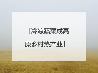 冷凉蔬菜成高原乡村热产业