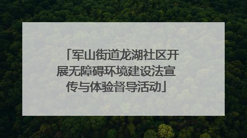 军山街道龙湖社区开展无障碍环境建设法宣传与体验督导活动