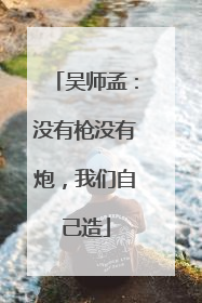 吴师孟：没有枪没有炮，我们自己造