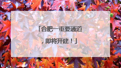 合肥一重要通道，即将开建！