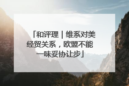 和评理｜维系对美经贸关系，欧盟不能一味妥协让步