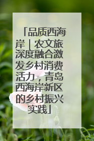品质西海岸｜农文旅深度融合激发乡村消费活力，青岛西海岸新区的乡村振兴实践