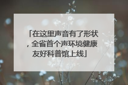 在这里声音有了形状，全省首个声环境健康友好科普馆上线