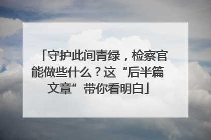 守护此间青绿，检察官能做些什么？这“后半篇文章”带你看明白