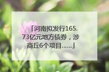河南拟发行165.73亿元地方债券，涉商丘6个项目……