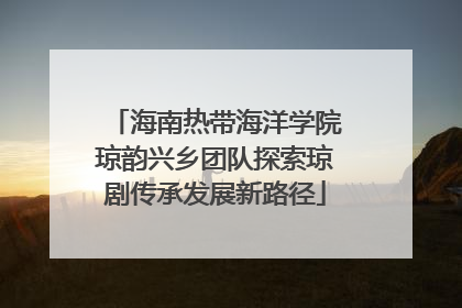 海南热带海洋学院琼韵兴乡团队探索琼剧传承发展新路径