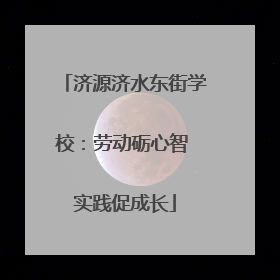 济源济水东街学校：劳动砺心智 实践促成长