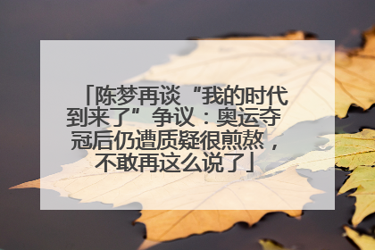陈梦再谈“我的时代到来了”争议：奥运夺冠后仍遭质疑很煎熬，不敢再这么说了