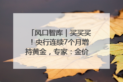风口智库｜买买买！央行连续7个月增持黄金，专家：金价或仍易涨难跌