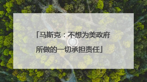 马斯克：不想为美政府所做的一切承担责任