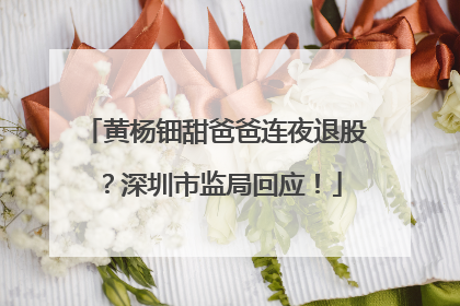 黄杨钿甜爸爸连夜退股？深圳市监局回应！