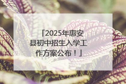2025年惠安县初中招生入学工作方案公布！