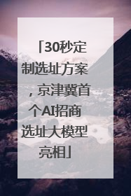 30秒定制选址方案，京津冀首个AI招商选址大模型亮相